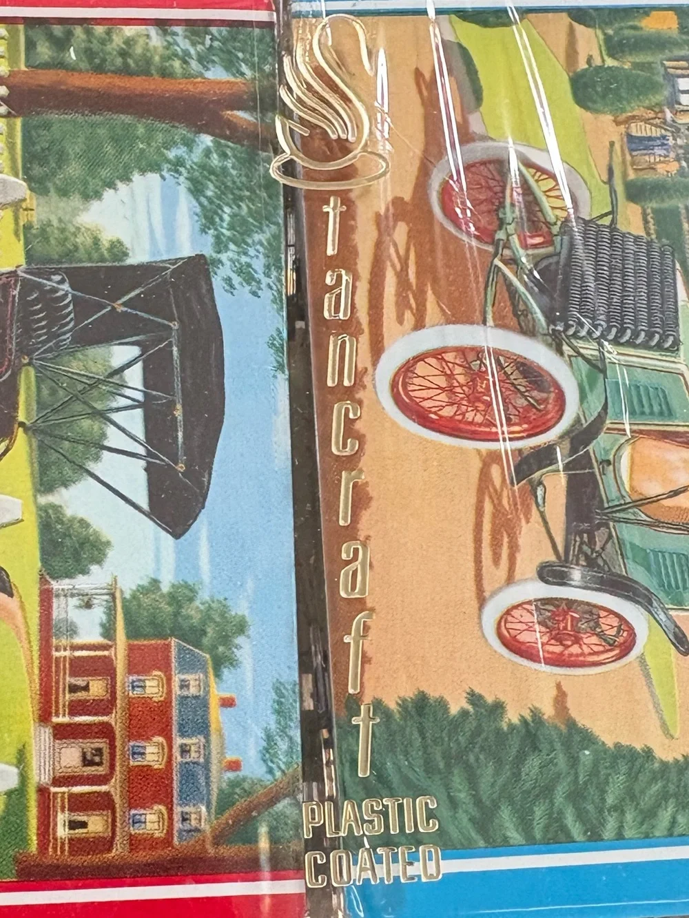 Vintage Stancraft Plastic Coated Playing Cards Antique Car Motif Both are Sealed - Picture 3 of 6